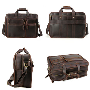 TIDING vente chaude grande capacité Vintage marron clair rétro Crazy Horse <span class=keywords><strong>cuir</strong></span> sac de messager hommes mallette pour ordinateur portable sac - Product Image 2