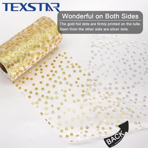 6 Inch Mềm <span class=keywords><strong>Tulle</strong></span> Spool Với Sáng Bóng Vàng Lá Dot Cho Tutu Thủ Công Quà Tặng Gói Diy Tutu - Product Image 4