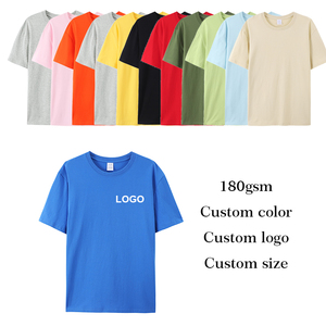 T-shirt unisexe personnalisé à col rond en coton peigné de haute qualité 180g, couleur unie, impression de logo DTG DTF, t-shirt décontracté uni pour homme, taille oversize - Product Image 1