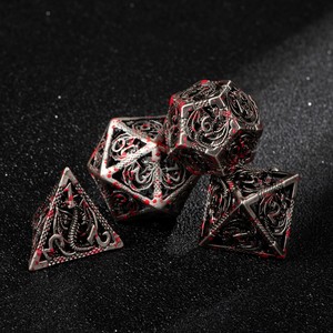 Ensemble de dés polyédriques DND en métal creux à 7 pièces avec effet de sang éclaboussant pour RPG, MTG, Dungeons & Dragons, jeux de table - Product Image 5