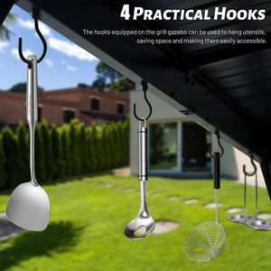 Gazebo para Asados con Techo Rígido de 6.5x12 Pies, con 2 Estantes Laterales y Techo Inclinado de Acero Galvanizado, Disponible en Nuestro Almacén de EE. UU. - Product Image 2