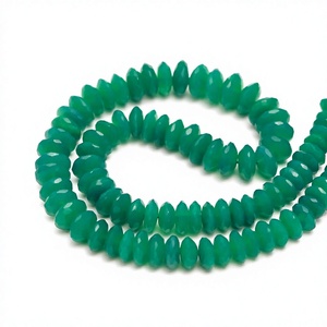 Perles Rondelles en Onyx Vert AAA, Taille Allemande, 8mm à 10mm, Pierres Précieuses Naturelles Facettées pour la Fabrication de Bijoux, Fils de 16 Pouces en Gros - Product Image 1