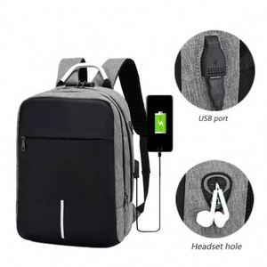 Custom Logo Business Laptop <b>Backpack</b> Oxford Polyester Waterproof USB Charging Anti-Theft Recycled Zipper Closure 20-39L - Product Image 1