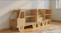 Étagère à livres en bois Montessori moderne pour enfants - Design modulaire à 3 niveaux - Organisateur de jouets et de livres gain de place pour chambre à coucher/salon