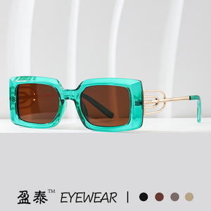 Lunettes de soleil carrées Yingtai, monture en plastique et métal, protection UV400, unisexes, mode - Product Image 1