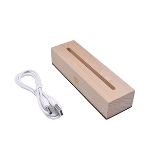 Wooden Night <b>Light</b> Beech Wood Rechargeable <b>Led</b> Multicolored Home Decor <b>USB</b> Power Abstract Design - Product Image 2