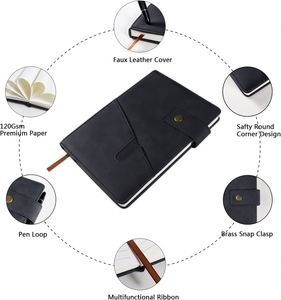 A5 Lined Leather Journal <b>Notebook</b>,Hardcover Journal Set with Pen and Gift Box 100gsm Thick Ruled Paper Daily <b>Diary</b> for Men Women - Product Image 3