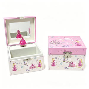 Boîte à musique <span class=keywords><strong>en</strong></span> papier à motif personnalisé Yiyu, figurine rotative, boîte à bijoux musicale écologique avec miroir intégré pour filles et femmes - Product Image 1