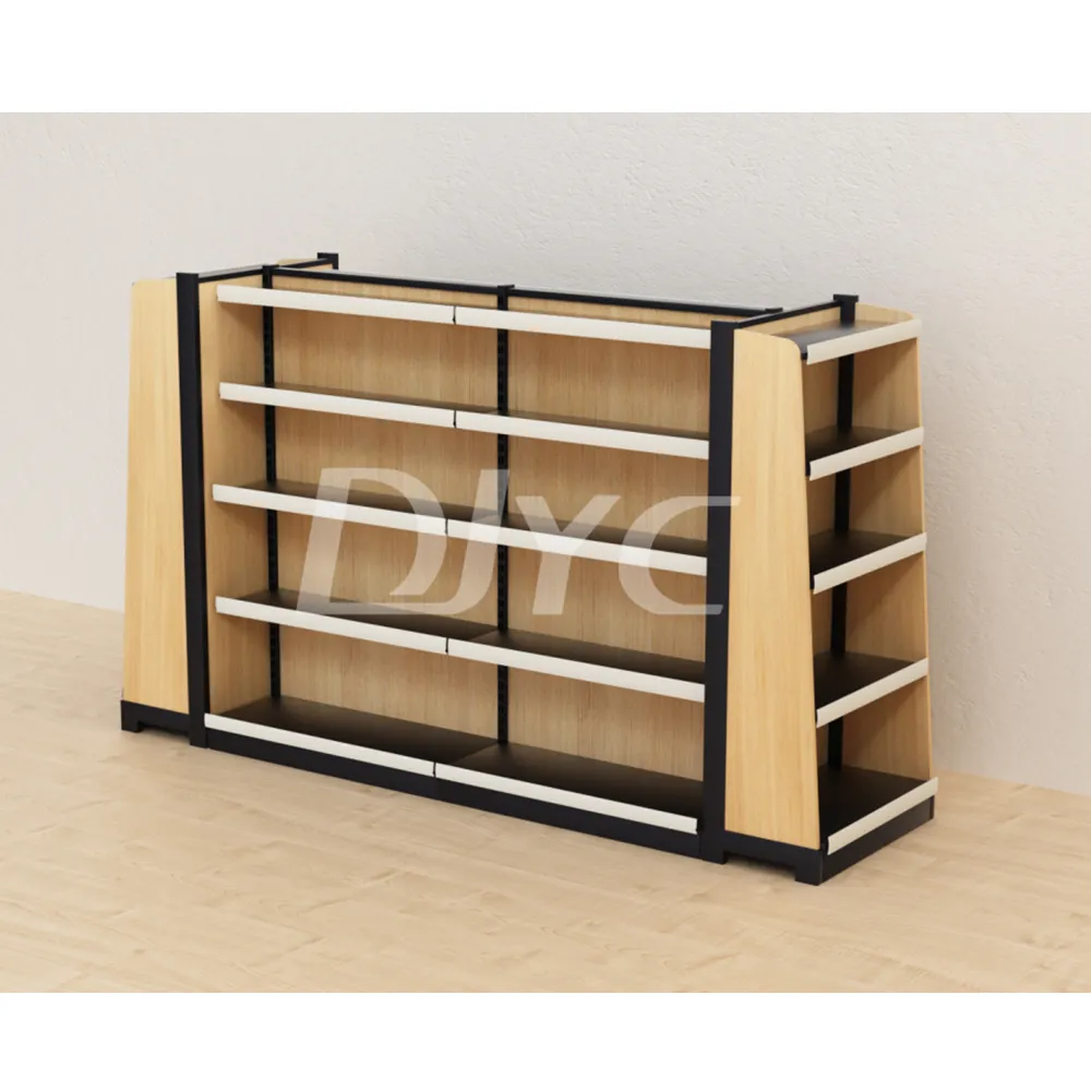 OEM/ODM Custom Wood and steel Retail Store Supermarket Shelf Display Rack Gondola Standard Shelves