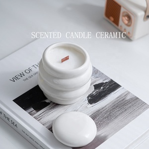 Recipiente de Cerámica para Velas Aromáticas, Moderno y Minimalista, con Tapa, para Fabricación de Velas de Cera de Soja - Product Image 4