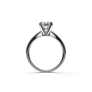 Anillo de Compromiso Vintage de Oro Blanco de 14K con Diamante Grande de Corte Brillante, Engaste de Cuatro Puntas, Chapado en Rodio, Brillante - Product Image 3