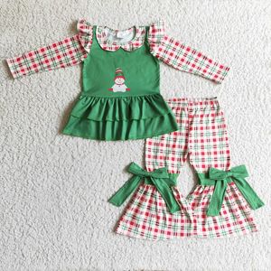 Conjunto Navideño para Niña con Muñeco de Nieve, Volantes Verdes y Lazo - Product Image 1