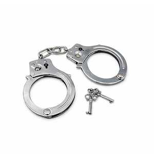 Esposas Metálicas con Llaves, Acabado Plateado, Accesorio Novedoso para Fiestas - Product Image 1