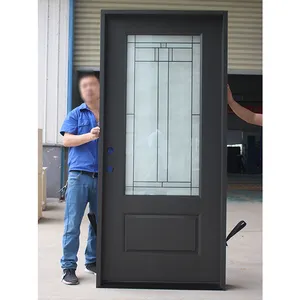 WEIKA modern bathroom door single casement dark khaki or other color fiberglass frame swing waterproof toilet doors