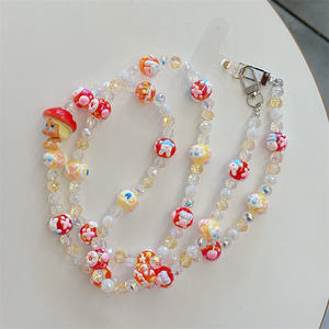 Cadena de teléfono con cuentas de acrílico de cristal de diseño de lujo, cordón cruzado para teléfono móvil, regalo de dibujos animados, cuerda colgante para niña - Product Image 5