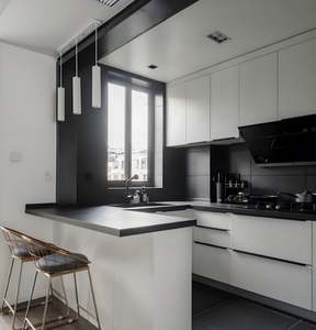 Ensemble de meubles de cuisine en bois massif à finition brillante, design moderne, sur mesure, RTA, PVC brillant blanc, armoires de cuisine modulaires - Product Image 2