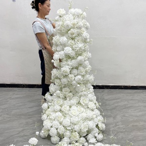 DKB Venta al por Mayor de Fábrica: Camino de Mesa Artificial de Rosas Blancas Realistas de Tela de Seda para Decoración de Pasillos en Bodas, Pascua y Acción de Gracias - Product Image 2