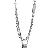 Collar Único de Doble Capa con Diamantes y Colgante Giratorio, Hipoalergénico, Superventas, Joyería Fina Casual para el Trabajo