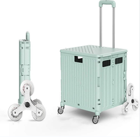 Chariot de rangement pliable en plastique vert de bonne qualité, chariot pliable carré en PP durable pour le camping