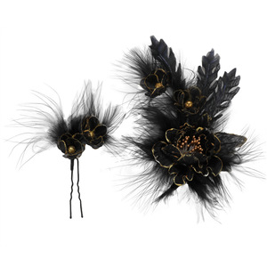 25 nouveaux accessoires pour cheveux en forme de pivoine noire foncée, design original, faits à la main, estampillés or, pinces à cheveux en plumes, coiffure Hanfu - Product Image 5