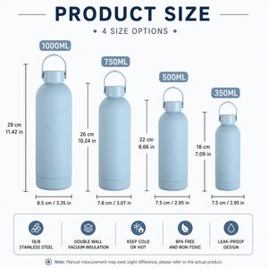 Botella de Agua Deportiva con Logotipo Personalizado, de Acero Inoxidable, Aislada al Vacío, con Revestimiento de Goma Suave, con Asa, de 350 ml, 500 ml, 750 ml, 1000 ml - Product Image 2