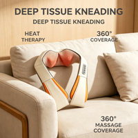Shiatsu Nacken-Schulter-Massageschal mit 8 Knoten, Rotlicht-Wärmetherapie, Tiefengewebe-Massage, 3 Modi, 3 Stufen, Schmerzlinderung für Auto und Zuhause, OEM