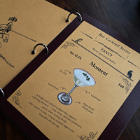 Carnet de Cocktails Personnalisé en Métal avec Anneaux, Couverture Rigide, Lamination Film, Design Vintage, Inserts en Papier Kraft Remplaçables pour