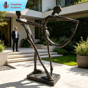 Scultura Astratta Moderna Decorativa in Stile <span class=keywords><strong>Alberto</strong></span> Giacometti, Coppia Danzante Sottile e Sottile, Grande Formato Personalizzato in Fusione di Bronzo - Product Image 1