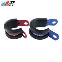 Colliers de serrage en aluminium poli BJR avec coussinets en caoutchouc (pouces) pour conduite de carburant de course automobile