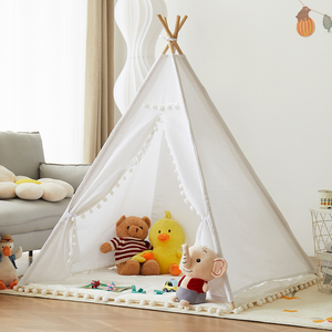 Tente de jeu intérieure pour enfants avec logo personnalisable, en toile, type <span class=keywords><strong>tipi</strong></span>, avec poteaux en bois, pour commande en gros, tente de jeu pour enfants - Product Image 4