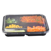 Boîte à lunch en plastique jetable rectangulaire transparente de 1000 ml, à couvercle, en matériaux recyclés, PP, utilisable au micro-ondes, vente chaude