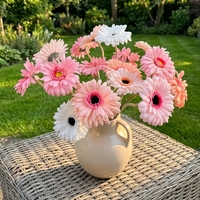 Fleurs artificielles de gerbera à toucher réel, en gros d'usine, avec tiges floquées, marguerite à tige unique de 49 cm pour décoration de mariage et de maison