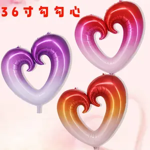 36 "oversized Valentine's Day Gradual Color Hook Hook Heart Balloon Wedding Custom Foil Balloons