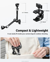 Neewer Bras articulé Magic Arm de 11 pouces avec super pince de fixation pour moniteur d'appareil photo, avec trous pour broches de localisation ARRI 1/4" et 3/8" pour appareil photo reflex numérique et caméra d'action
