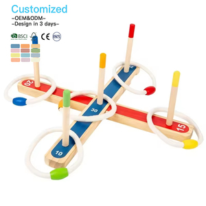 EDULAND OEM ODM Ensemble <span class=keywords><strong>de</strong></span> jeu <span class=keywords><strong>de</strong></span> lancer d'anneaux en bois, jeu <span class=keywords><strong>de</strong></span> cible amusant, jouets éducatifs Montessori pour l'apprentissage précoce des enfants et des bébés - Product Image 1