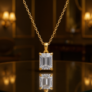 Collier en diamant XL1206, taille émeraude, or jaune certifié GIA, style classique pour femme, idéal pour les fiançailles - Product Image 2