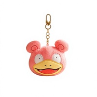 Pendentif en peluche Slowpoke, breloque de sac en forme de tête, porte-clés en peluche douce, poupée rose, cadeau pour enfants