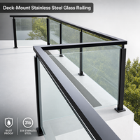 Rampe de balcon en verre montée sur le pont, en acier inoxydable, résistante à la rouille, en verre trempé, pour extérieur, vente en gros