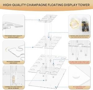 Acrílico transparente grueso de 3 niveles para soporte de torre de champán, tira LED, soporte para copa de <span class=keywords><strong>vino</strong></span>, soporte para árbol de cóctel, estantes de exhibición - Product Image 4