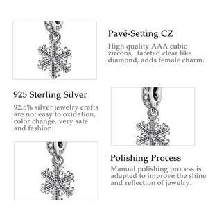 Plata de Ley 925 pulsera de encantos de plata copo de nieve pendientes colgante del encanto de la joyería de DIY - Product Image 5