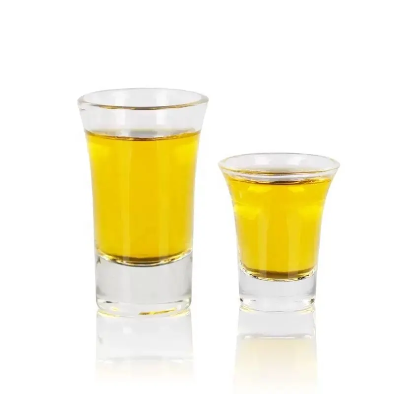 Yunzhifan Vasos de chupito personalizados Boda 20ml 30ml Redondo Tequila transparente Pequeño vaso de chupito de bala para cerveza de whisky