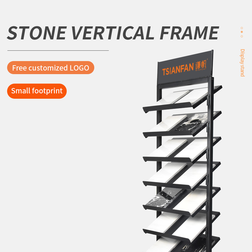 High Quality Metal Sample Holder Custom Floor Standing Quartz Marble Ceramic Tiles Showroom Stand Display Racks Tile Stone