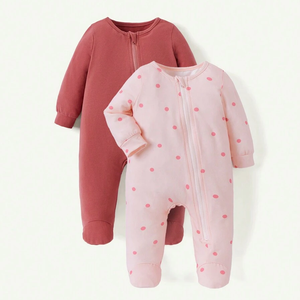 Combinaison pour bébé unisexe nouveau-né, design d'automne, coton biologique en <span class=keywords><strong>bambou</strong></span>, tricot, fermeture éclair YKK, imprimé, style mignon, 12 mois - Product Image 1