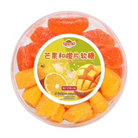Bonbons gélifiés carrés en forme de tranches 368g, boîte personnalisable OEM, distributeur en gros, directement de l'usine, saveur fruitée multicolore, tranches d'orange