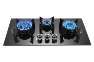 Cucina a gas pieghevole da 73 cm con 3 fuochi, piano in vetro nero, GPL/Gas Naturale - Product Image 2