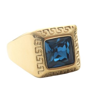 Men's Square Ring With Red Gemstone Geometric Pattern Bezel Setting Gift Jewelry - Product Image 5