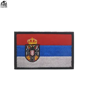 Wholesale Serbia Embroidery Flag Patch Stick On CP Multican Clothing Patches With Strong Fasteners