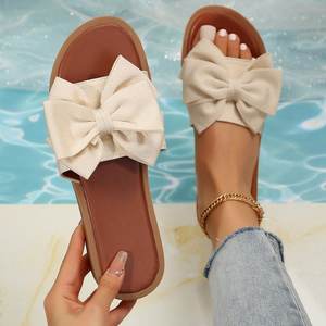 Sandales mules transfrontalières pour femmes, à nœud et talon plat, nouveau style été 2025, tendance, pour l'extérieur - Product Image 3