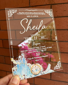 Château de <span class=keywords><strong>cendrillon</strong></span> personnalisé Tarjeta De Invitacin De 16 Sweet Quinceanera Party Favors Xv Invitations Enveloppe Acrylique - Product Image 1