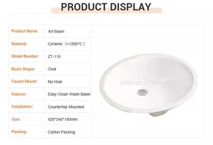 Prezzo a buon mercato in ceramica lavandino da bagno forma rotonda sotto-bancone lavabo senza foro <span class=keywords><strong>lavello</strong></span> ovale sotto lavandino in porcellana - Product Image 4